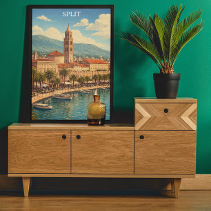 Poster Split Croácia Vintage Costa Adriática