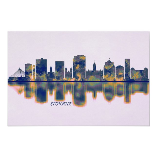 Pôster Spokane Skyline (Frente)