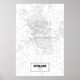 Poster Spokane, Washington (preto no branco)