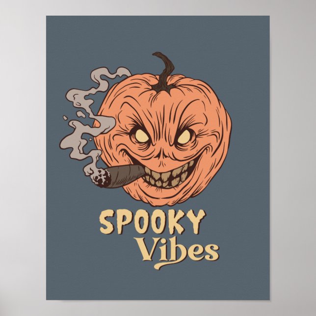 Poster Spookes Vibes Fumando Jack O Lantern Halloween (Frente)