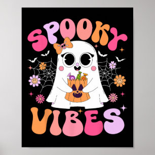 Poster Spookes Vibes Ghost Retro Groovy Halloween Mulhere