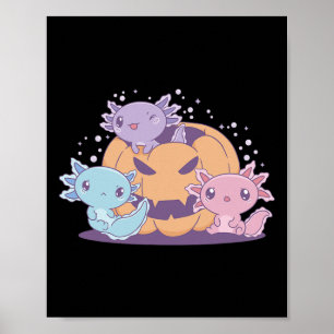 Poster Spooky Axolotl's Halloween Pumpkin Costume Kids Wo