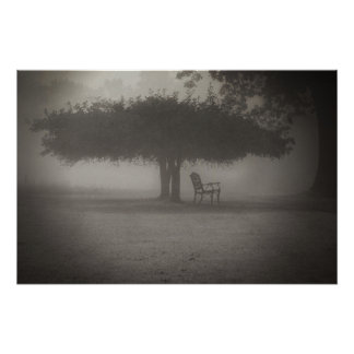 Pôster Spooky Bench com árvore