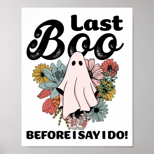 Poster Spooky Bride Floral Ghost Wedding Bachelorette Hal (Frente)