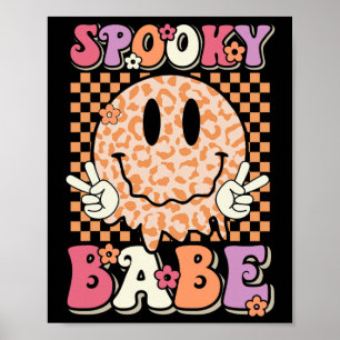 Poster Spooky Bybe Groovy Halloween Leopard Sorri Face Ch
