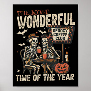 Poster Spooky Coffee Club Skeletons Halloween Season Summ