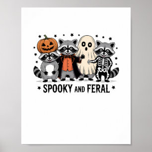 Poster Spooky e Feral Dia de as Bruxas engraçado Raccoon