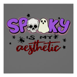 Pôster Spooky é minha estética - crânio de Halloween e fa