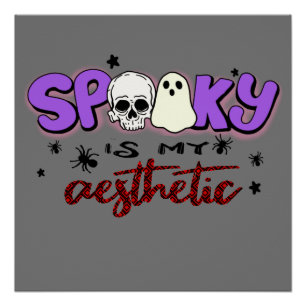 Pôster Spooky é minha estética - crânio de Halloween e fa