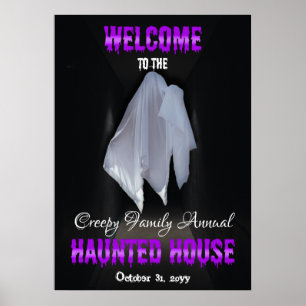 Poster Spooky Ghost Dark Hallway Assombrado Casa Bem-vind
