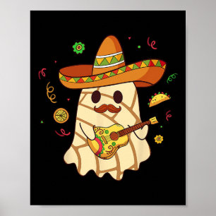 Poster Spooky Ghost Toca Violão Conchas Pan Dulce Hallowe