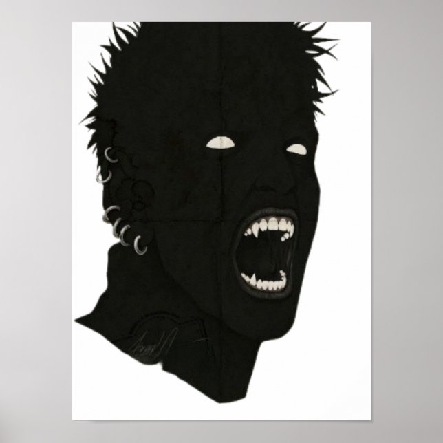 Poster Spooky Gothic Screaming Vampire Vector Art (Frente)