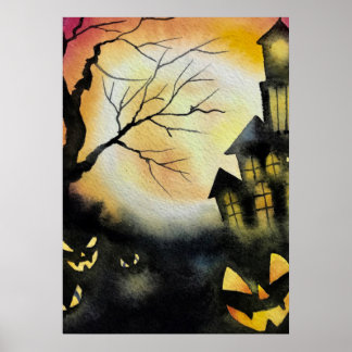 Poster Spooky Halloween da Casa Assombrada, Fantasmas Ass