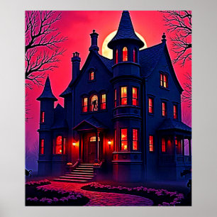 Poster Spooky Haunted House em Dusk Design