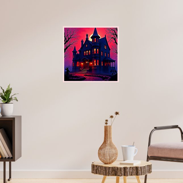 Poster Spooky Haunted House em Dusk Design (Sala de Estar 3)