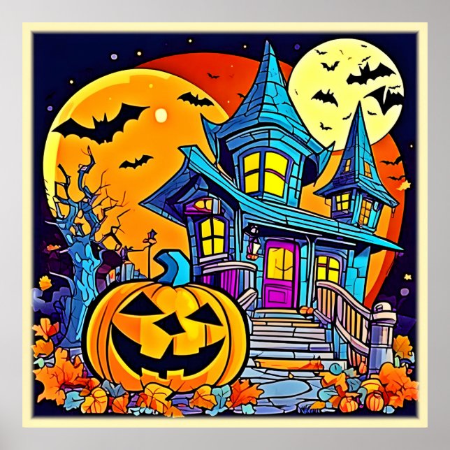 Poster Spooky Haunted House Trabalho de arte (Frente)