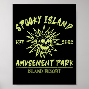 Poster Spooky Island Est 2002 Amusement Park Skull Hallow