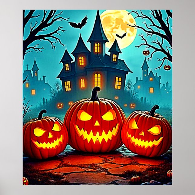 Poster  Spooky Night Haunted House Thrills (Frente)