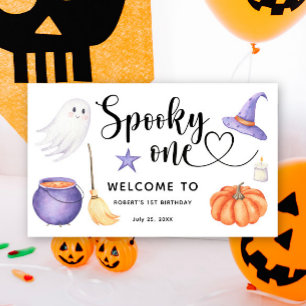 Poster Spooky One Halloween Bem-vindo ao primeiro anivers
