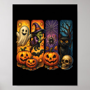 Poster Spooky Retro Ghost Witch Dia de as Bruxas engraçad