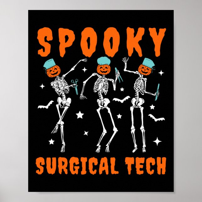 Poster Spooky Surgical Tech Skeleton Dancing Surgical Hal (Frente)