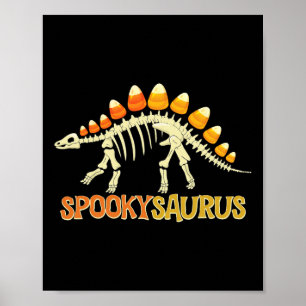 Poster Spookysaurus Candy Corn Dinossauro Esqueleto Feliz