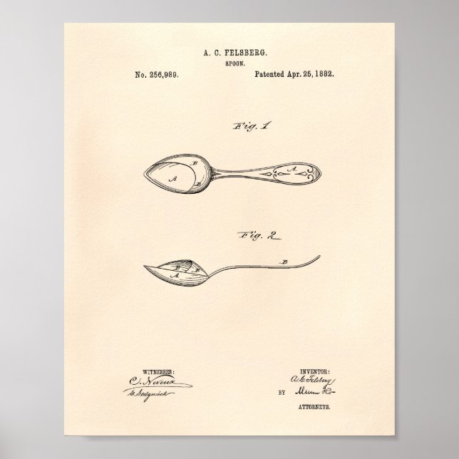 Poster Spoon 1882 Patent Art - Old Peper (Frente)