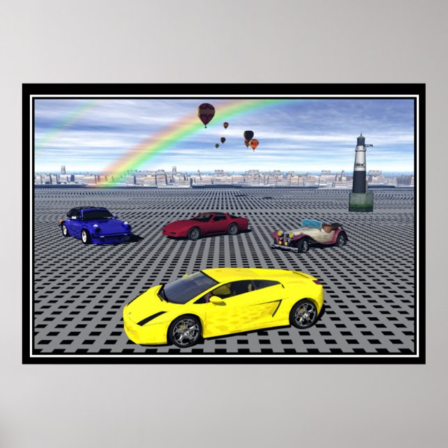 Poster Sports Cars balloons Abstract (Frente)