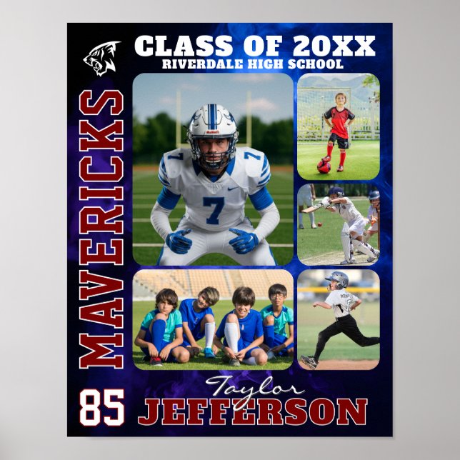Poster Sports Team High School Senior Day Picture Collage (Frente)