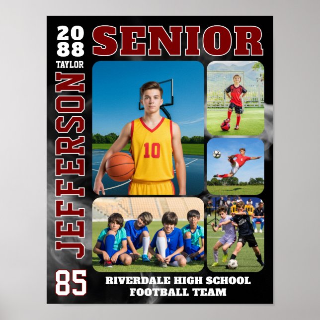 Poster Sports Team Player Senior Night Photo Collage (Frente)