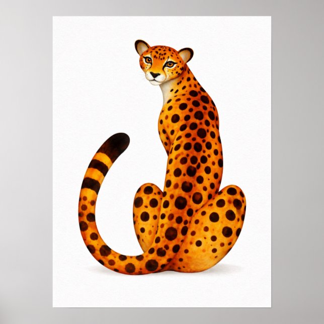 Poster Spotted Cheetah Portrait Back View (Frente)