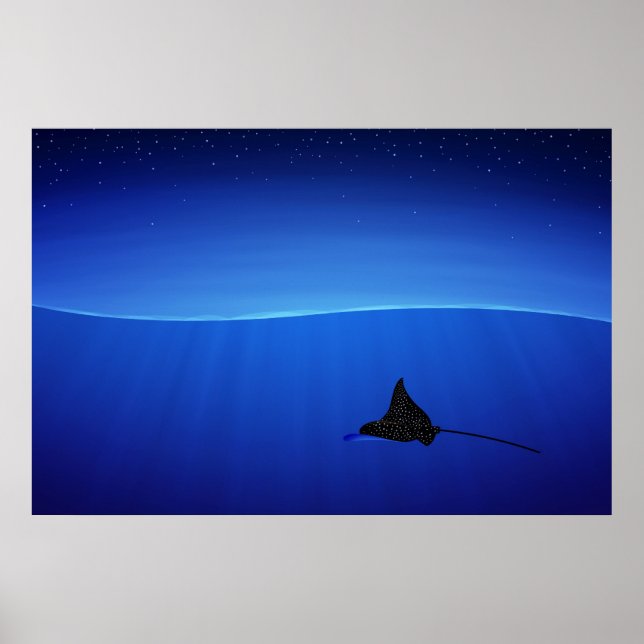 Poster Spotted eagle ray, Aetobatus narinari (Frente)