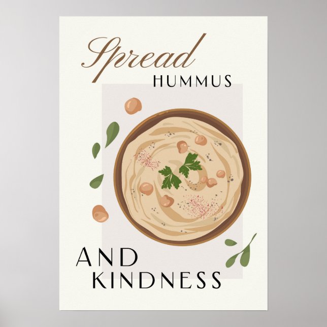Poster Spread Hummus and Kindness Kitchen Decor (Frente)