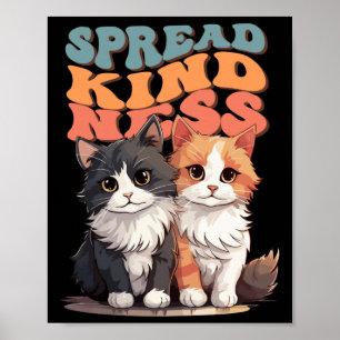 Poster Spread Kindness - Adorable Cat Duo Design Sticker