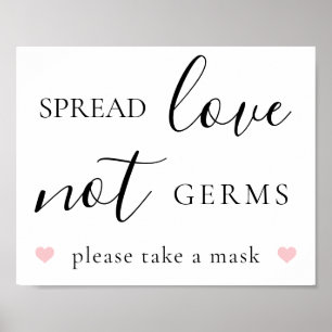 Poster Spread Love Not Germs Covid Recepção de casamento