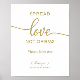 Poster Spread Love Not Germs Hand Sanitizer Favor Sinal
