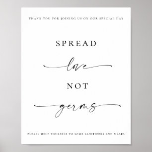 Poster Spread Love Not Germs Sanitizer Station Weding