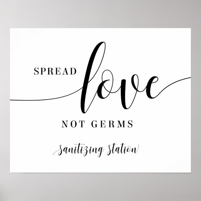Poster Spread Love Not Germs Sanitizing Station Wedding (Frente)
