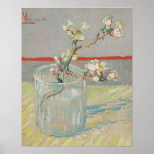 Poster Sprig de amêndoa florescente em um vidro van Gogh 