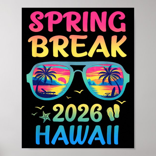 Poster Spring Break Hawaii 2026 Vacation Trip Sungles  (Frente)