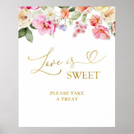 Poster Spring Colorful Floral Love is Sweet Party Sign