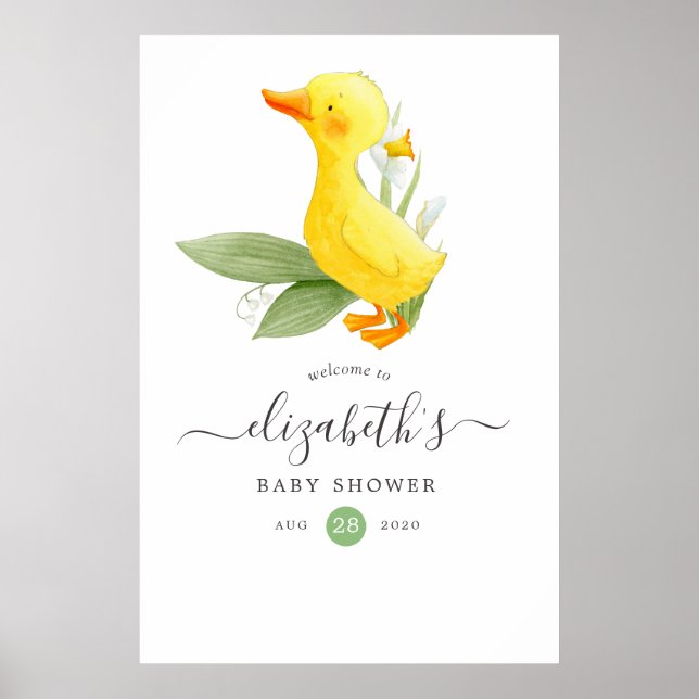 Poster Spring Duckling Lilly of the Valley Baby Shower (Frente)