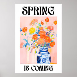 Poster Spring Floral Bouquet Art Print Vintage Vase