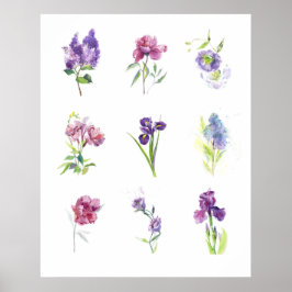 Poster Spring Floral Study Watercolor Wall Art