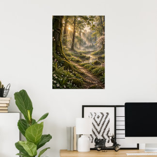 Poster Spring in the Fourfold Forest – Misty Fantasy Wood