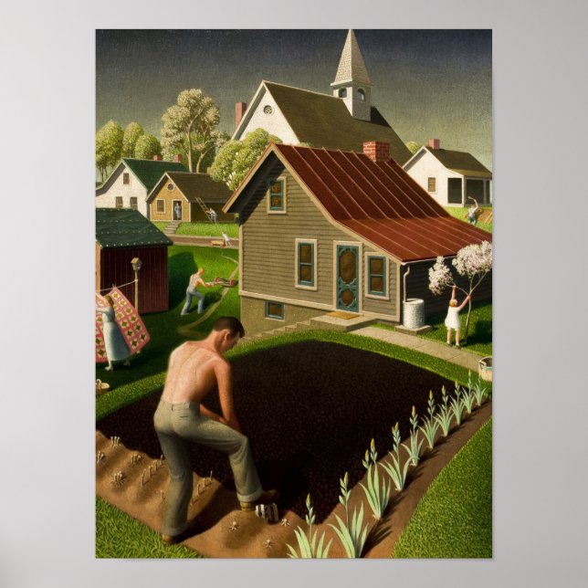 Poster Spring in Town, 1941 by Grant Wood (Frente)