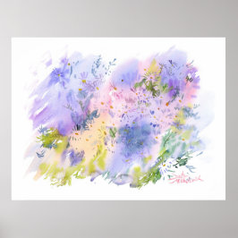 Poster Spring Meadow — Floral Abstrato em Aquarela