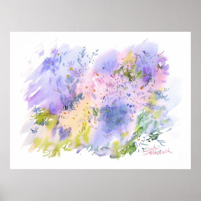 Poster Spring Meadow — Floral Abstrato em Aquarela (Frente)