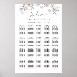 Poster Spring Wildflowers Purple Wedding Seating Chart