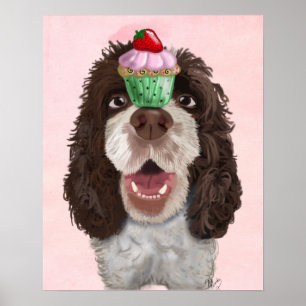 Pôster Springer Spaniel com Cupcake